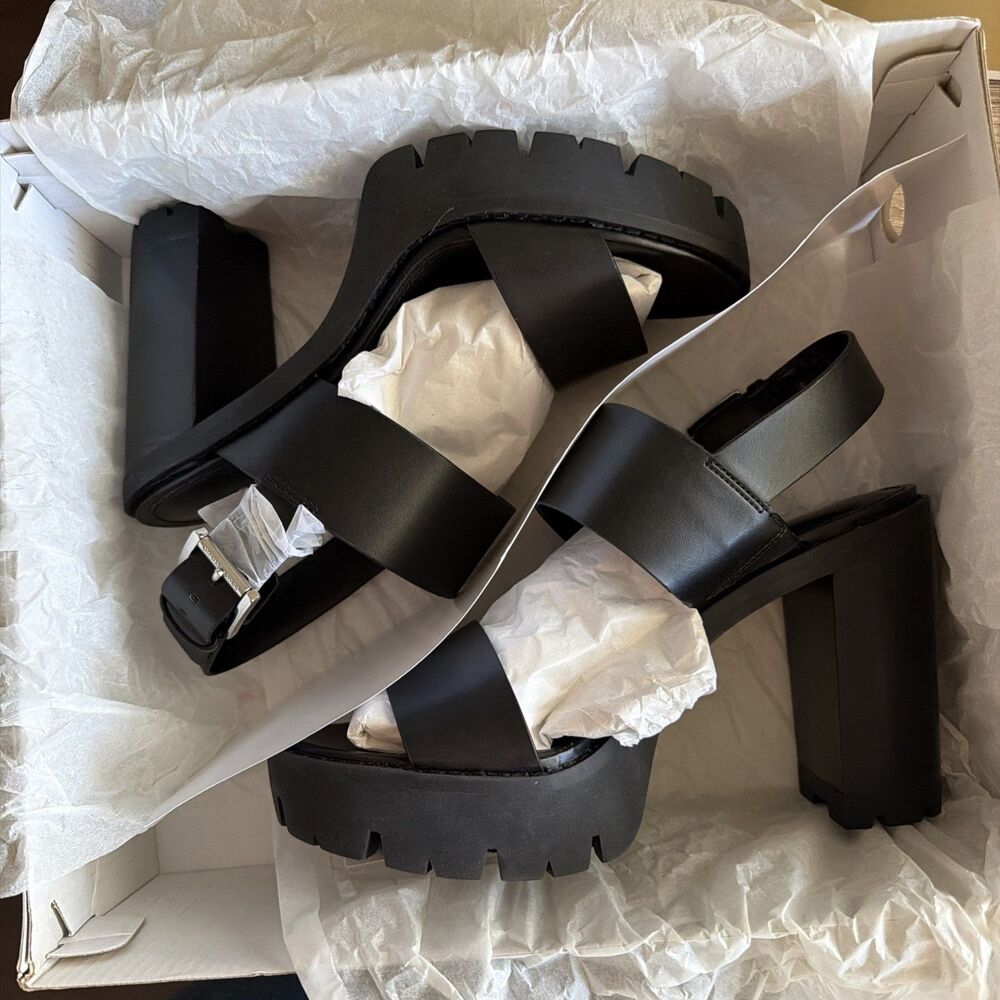Michael Kors - Holland Black / Silver Platform Sandal New With Box Size 7.5 - Picture 12 of 13